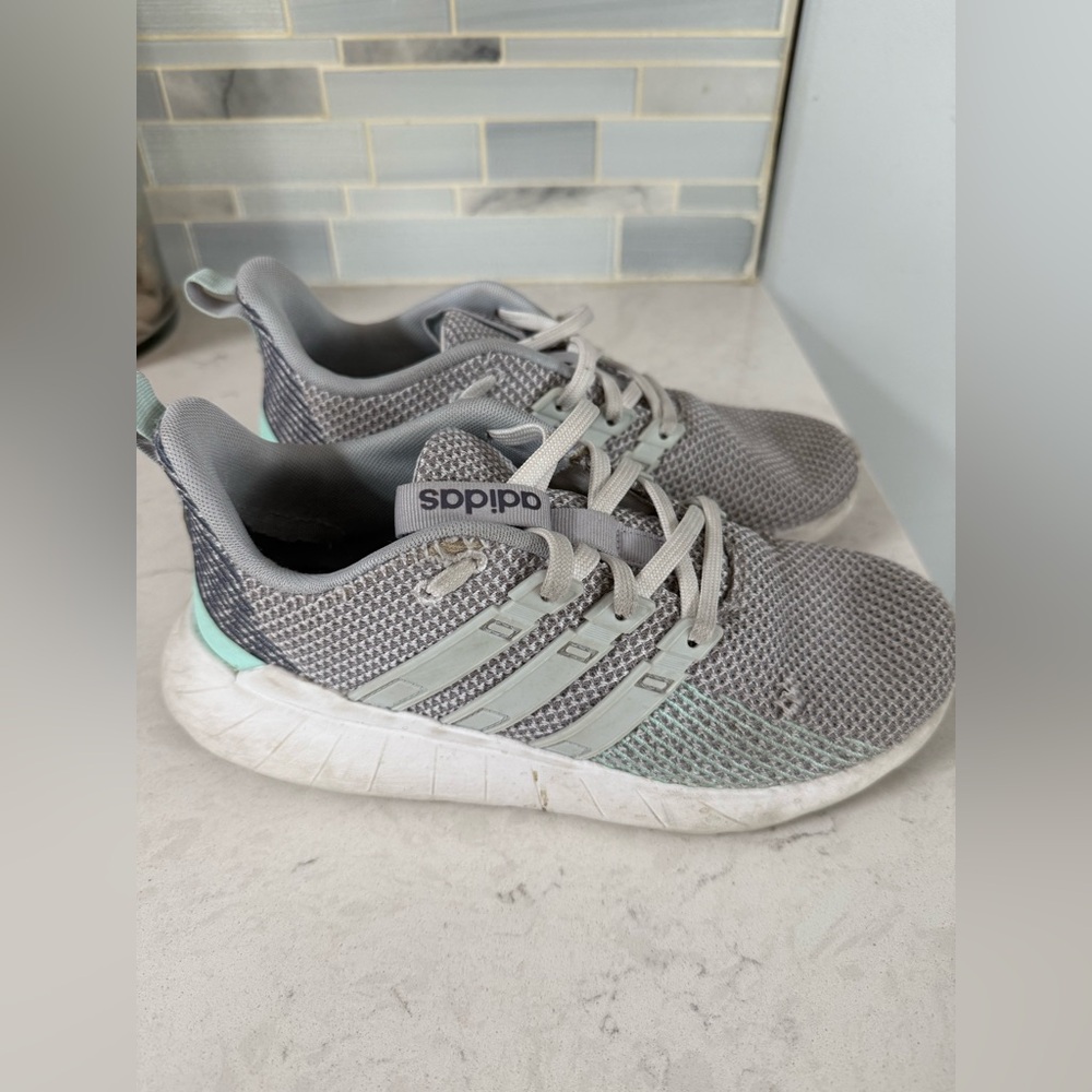 Adidas Gray and Light Green Running Shoes